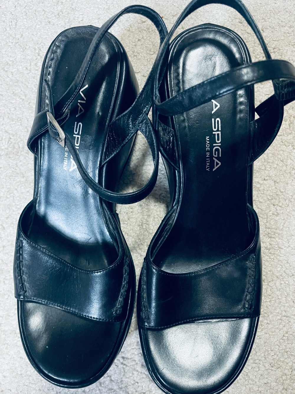 Via Spiga Leather Platform Sandals with Ankle Strap
